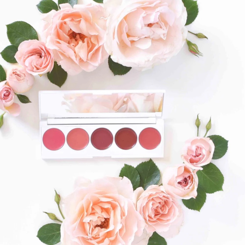 Seraphine Botanicals Rhubarb + Rose - Creamy Lip & Cheek Palette.